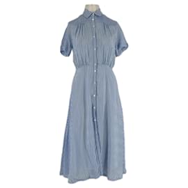 Vestido largo de algodón a rayas azul Sandro