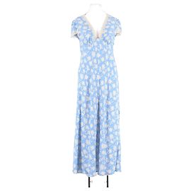 Autre Marque RIXO Hellblaues Maxikleid mit Blumenmuster und Spitze