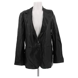 Blazer in pelle nera Massimo Dutti
