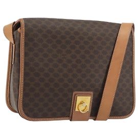Céline CELINE Macadam Shoulder Bag PVC Leather Brown Gold