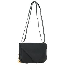 BOTTEGA VENETA Chain Shoulder Bag Leather 2way Black Gold