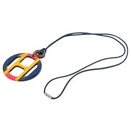 Collana con pendente Hermès H Equipe in corno di bufalo blu