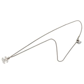Collana con pendente Chanel Silver CC in ottone e strass