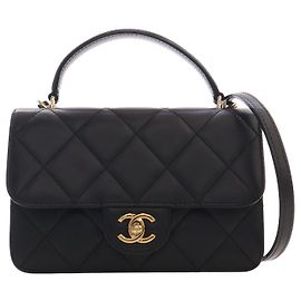 Chanel Mini Quilted Lambskin Top Handle Flap Nero
