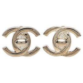 Orecchini a clip Chanel Silver CC Brass Turnlock