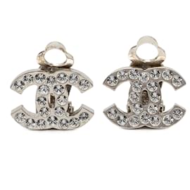 Orecchini a clip Chanel Silver CC in ottone e strass