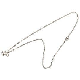 Collar con colgante mini corazón Chanel en latón y strass Silver CC