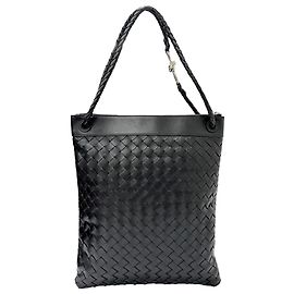 Borsa a Tracolla Piatta Andiamo in Nappa Intrecciato Nera Bottega Veneta