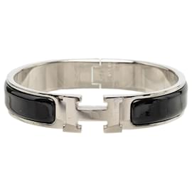 Pulsera Clic H PM de esmalte negro estrecho Hermès