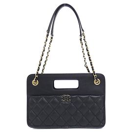 Bolso de hombro Chanel AS4037 de cuero negro