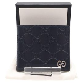 GUCCI Bi-fold Wallet Shima 473916 in Navy Leather
