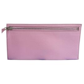 Hermès Pouch con zip HERMES in pelle Chevre rosa