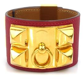Hermès Bracciale Charm Hermes in Oro e Pelle Rossa