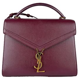 Saint Laurent Cassandra Schultertasche aus Leder Bordeaux