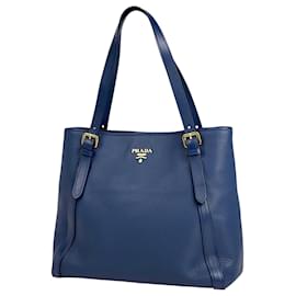 Prada Shopper aus blauem Leder