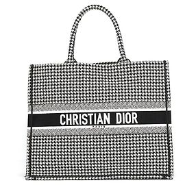 Borsa Tote Christian Dior a pied-de-poule bianca e nera