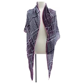 Sciarpa Losange Hermès in Seta e Cashmere Blu Viola