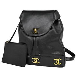 Zaino Chanel nero in vitello grana