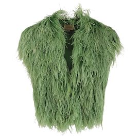 Gilet Gucci in piume di struzzo verde