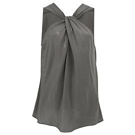 Blusa de cuello halter torcido Theory en seda gris