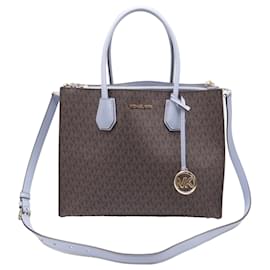 Michael Kors Mercer Large Logo Accordion Tote Bag aus braunem beschichtetem Canvas