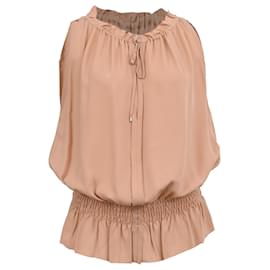 Blusa sin mangas Theory Dezzie en seda beige