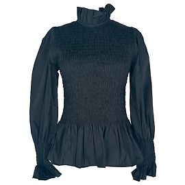Autre Marque Blusa de manga larga fruncida Aleria de Maria De La Orden en algodón negro