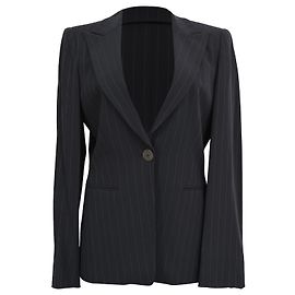 Giorgio Armani einreihiger Nadelstreifen-Blazer aus schwarzer Wolle