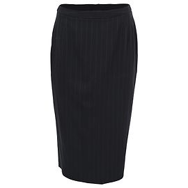 Falda lápiz midi de raya diplomática Giorgio Armani en lana azul marino