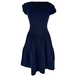Mini abito Sandro con scollo rotondo in cotone blu navy