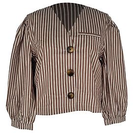 Autre Marque Maria De La Orden Jiselle Gestreifte Cropped Jacke aus brauner Baumwolle