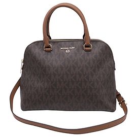Borsa Satchel Dome Cindy Large Michael Kors in tela rivestita marrone