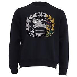 Burberry Renshaw bestickter Sweatshirt aus dunkelblauer Baumwolle