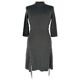 Vestido mini de punto acanalado Maje en lana gris