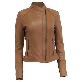 Giacca Biker Michael Kors in pelle Tan Brown