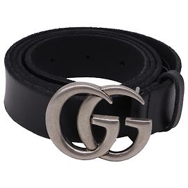 Cintura Gucci GG Marmont con fibbia in pelle nera