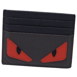  Fendi Monster Card Holder in Grey Leather