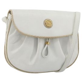 Céline CELINE Horse Carriage Shoulder Bag Leather White Gold