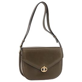 Céline CELINE Schultertasche Leder Grün Gold
