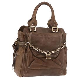Chloé Chloe Paddington Handtasche Leder Braun Gold
