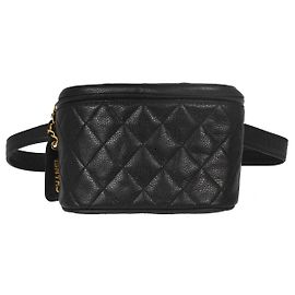Chanel Vintage Zip Belt Quilted Caviar Small