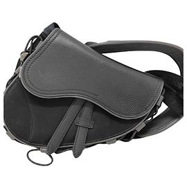 Borsa a tracolla Christian Dior in nylon nero e pelle