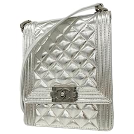 Chanel Boy Chain Schultertasche in Silber