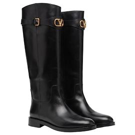 Valentino Garavani Botas altas de piel VLogo Negras
