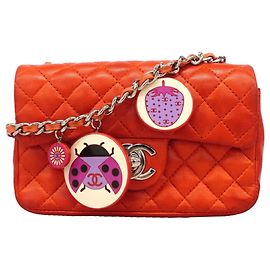 Chanel Red Lambskin Shoulder Bag