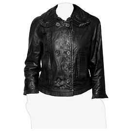 Red Valentino Dream Lammlederjacke zweireihig mit Rüschen