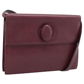 Borsa a tracolla CARTIER Must Line in pelle Bordeaux Gold Auth ka5868