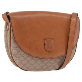 Céline Borsa a tracolla CELINE Macadam Canvas PVC Beige Gold Auth 197832A