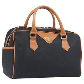 SAINT LAURENT Borsa Boston PVC Canvas Black Gold Auth 199641