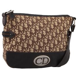 Borsa a tracolla Christian Dior Trotter Canvas Beige Auth ka5911A